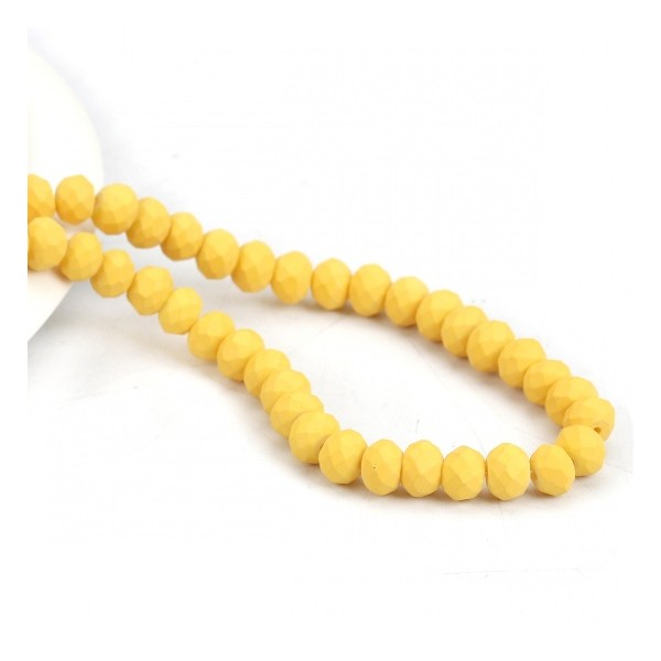 Perles en verre à facette 8 x 6 mm jaune moutarde opaque x 20 - Photo n°1