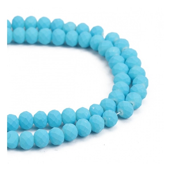 Perles en verre à facette 8 x 6 mm bleu opaque x 20 - Photo n°2