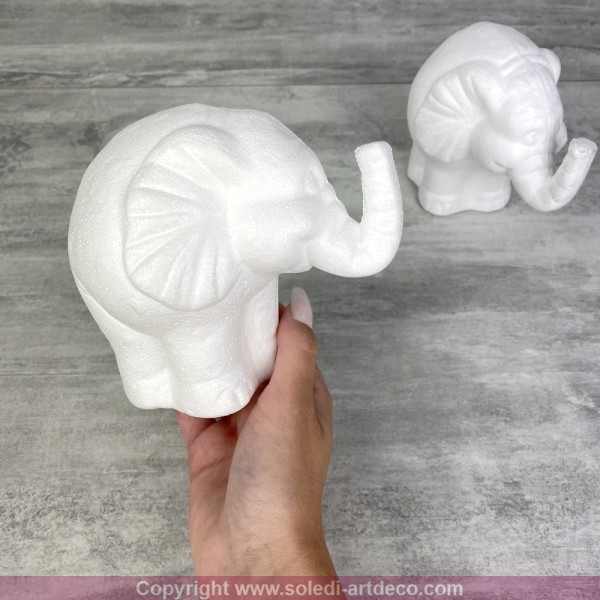 Lot de 2 éléphants en polystyrène, hauteur 11 cm, à décorer, animal de la savane, dumbo - Photo n°2