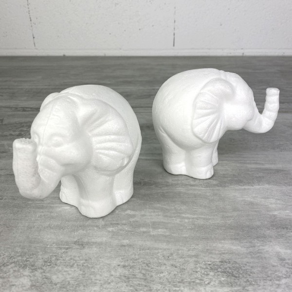 Lot de 2 éléphants en polystyrène, hauteur 11 cm, à décorer, animal de la savane, dumbo - Photo n°3