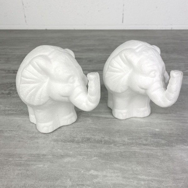 Lot de 2 éléphants en polystyrène, hauteur 11 cm, à décorer, animal de la savane, dumbo - Photo n°1