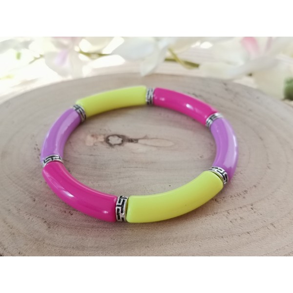 Kit bracelet perles tube incurvé tricolore - Photo n°1
