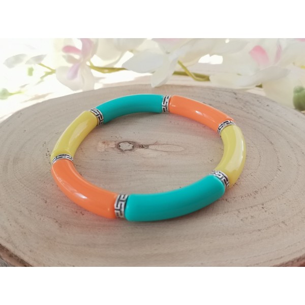 Kit bracelet perles tube incurvé tricolore - Photo n°1