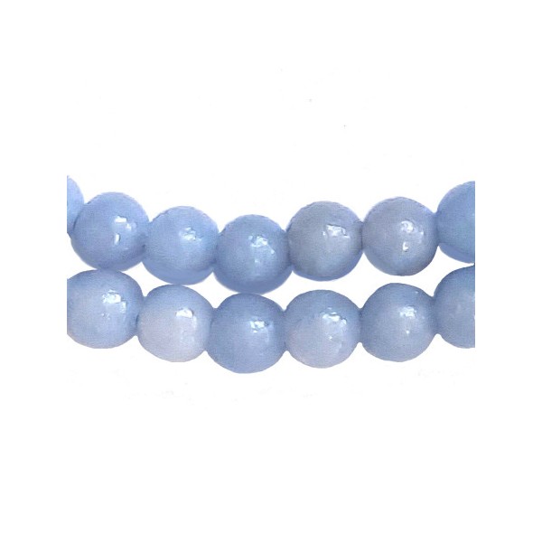Fil de 46 perles rondes 7mm 7 mm en angélite bleue - Photo n°1