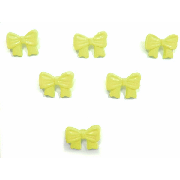 LOT 6 BOUTONS ACRYLIQUES : noeud papillon jaune clair 13*10mm (01) - Photo n°1