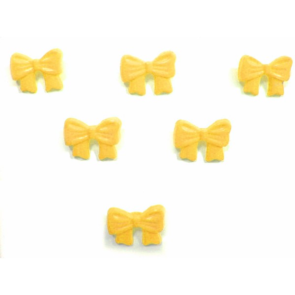 LOT 6 BOUTONS ACRYLIQUES : noeud papillon jaune fonçé 13*10mm (01) - Photo n°1