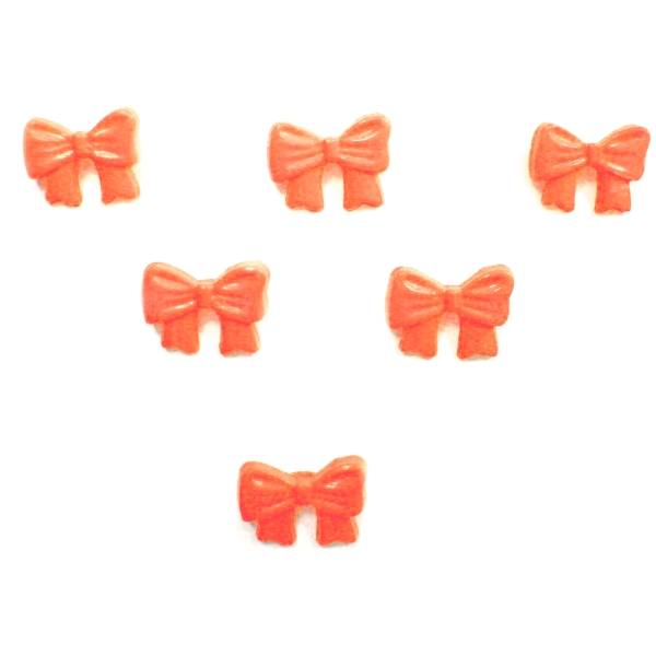 LOT 6 BOUTONS ACRYLIQUES : noeud papillon orange 13*10mm (01) - Photo n°1