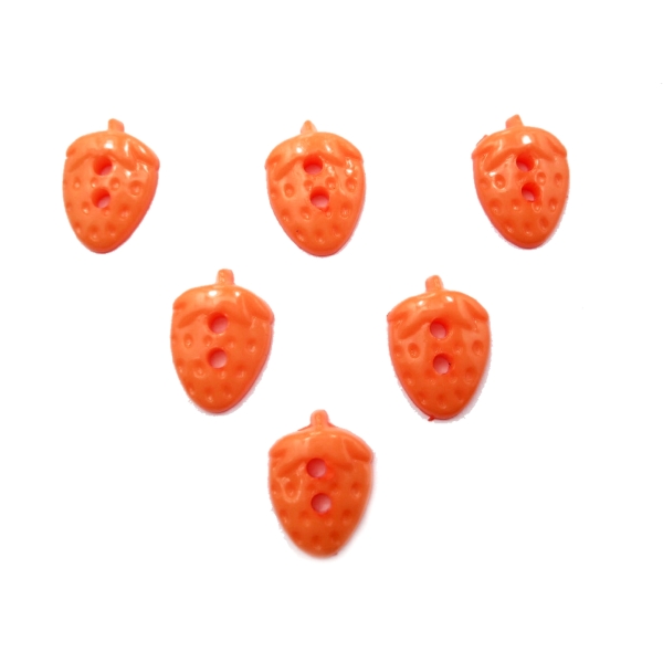 LOT 6 BOUTONS ACRYLIQUES : fraise orange 16*11mm (03) - Photo n°1