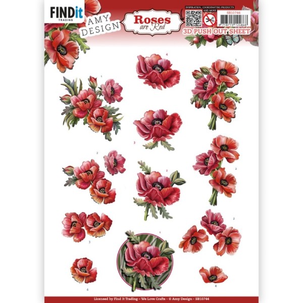 Carte 3D prédéc. - SB10744 - Roses are red - Coquelicots - Photo n°1