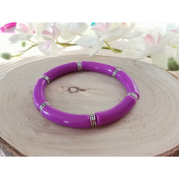 Kit bracelet perles tube incurvé uni - Photo n°1