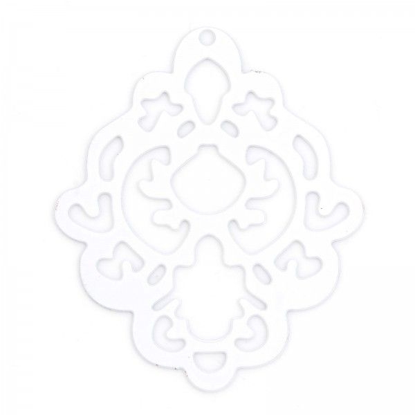 PS11886956 PAX 4 Estampes pendentif filigrane Arabesque 43mm métal finition Blanc - Photo n°1