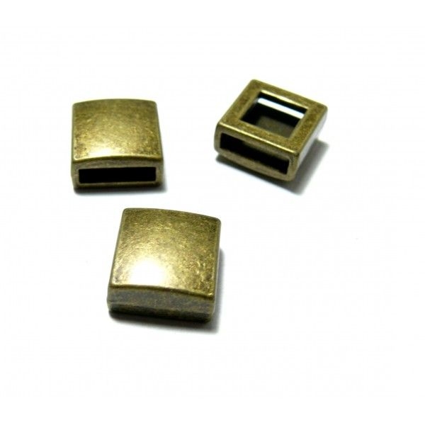 H1131009 PAX 10 passants Slides Carre métal couleur Bronze pour cordons lanieres - Photo n°1
