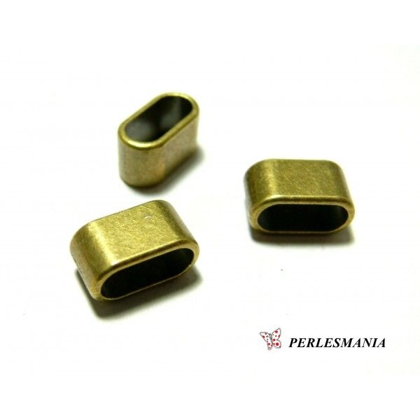 Lot de 10 pendentifs perles intercalaires slide rectangle métal coloris Bronze 2A8817 - Photo n°1