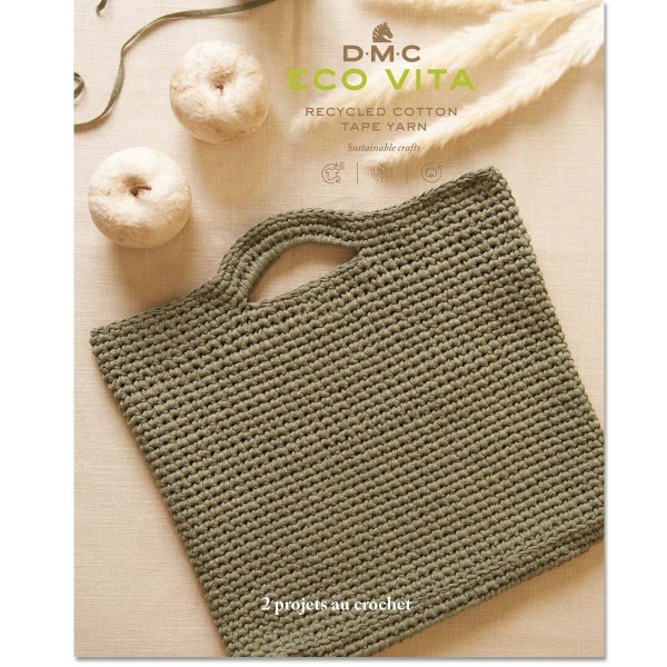 Livre DMC Eco Vita Tape Yarn - 2 projets au crochet - Sacs à main - Photo n°1