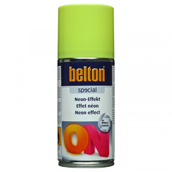 Bombe de peinture - Effet néon fluorescente - Jaune fluo - Tous supports - Belton - 150ml - Photo n°1