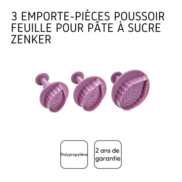 Lot de 3 emporte-pièces poussoir motif feuille Zenker Sweet Sensation - Photo n°4