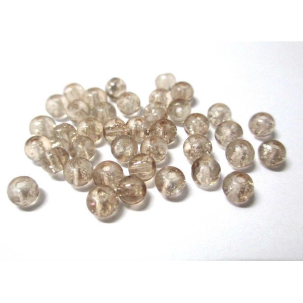 50 Perles en verre craquelées beige 4mm (4PV16) - Photo n°1