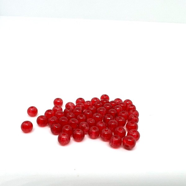 50 Perles en verre craquelées rouge 4mm (4PV25) - Photo n°1