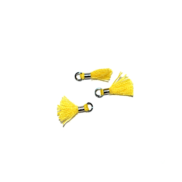 Mini pompon coton 10 mm jaune - anneau - Photo n°1