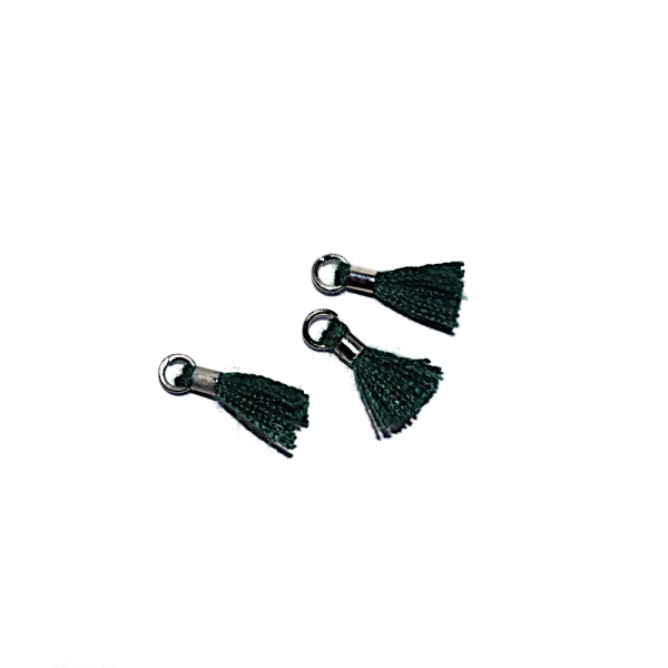 Mini pompon coton 10 mm vert foncé - anneau - Photo n°1