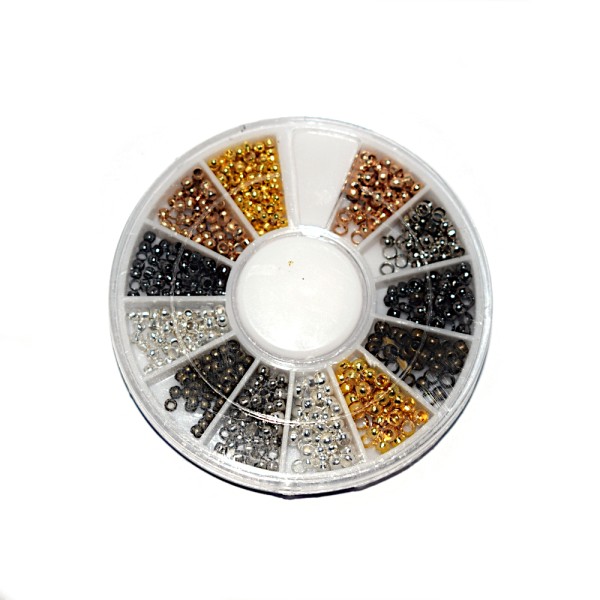 Assortiment perles à écraser 2-2,5mm - 6 couleurs (510 perles) + boite - Photo n°1