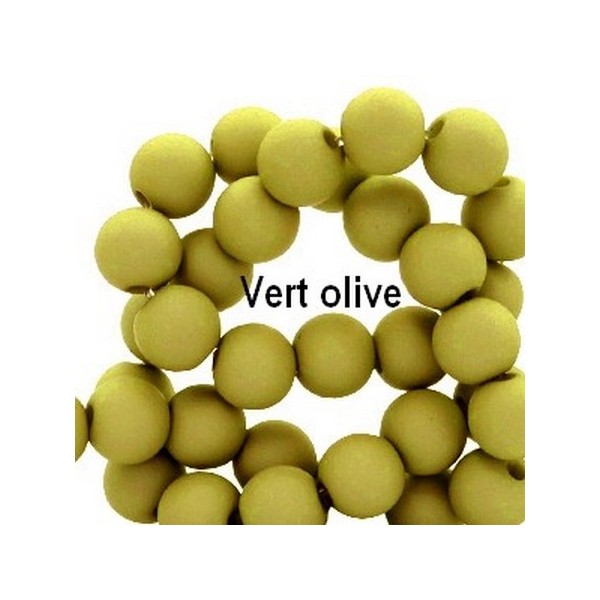 Perles acryliques mates  4 mm de diametre sachet de 500 perles vert olive - Photo n°1