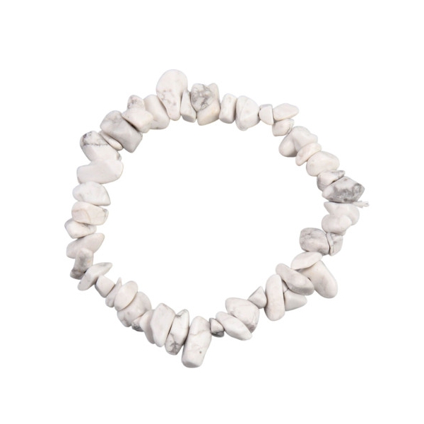 Bracelet élastique de perles chips en howlite blanche - 50mm - Photo n°1