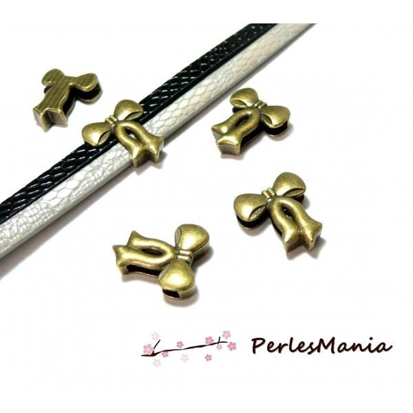 PAX 4 passants Slides Noeud en métal couleur Bronze pour cordons lanieres H6425 - Photo n°1