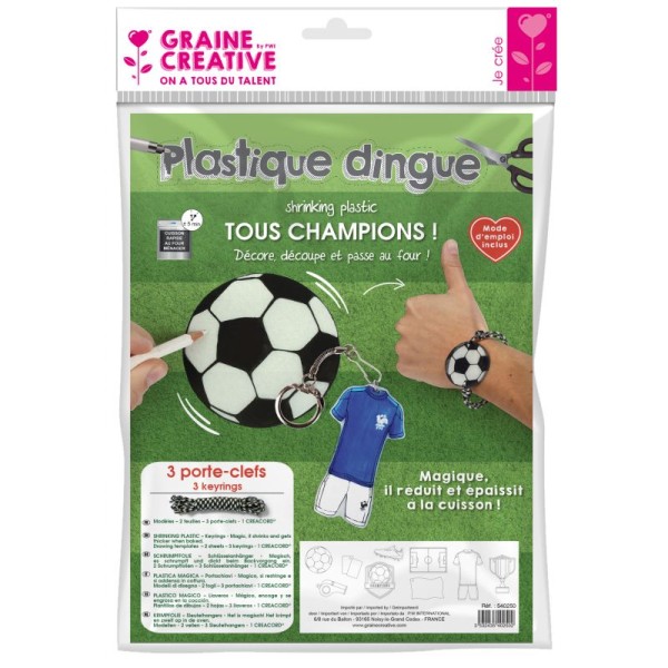Kit plastique dingue Football - 3 portes clefs à créer - Photo n°1
