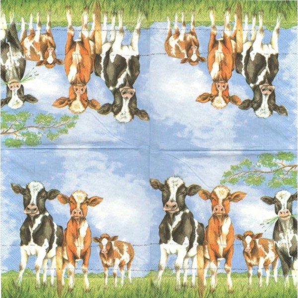 4 Serviettes en papier Vaches au pré Format Lunch - Photo n°2
