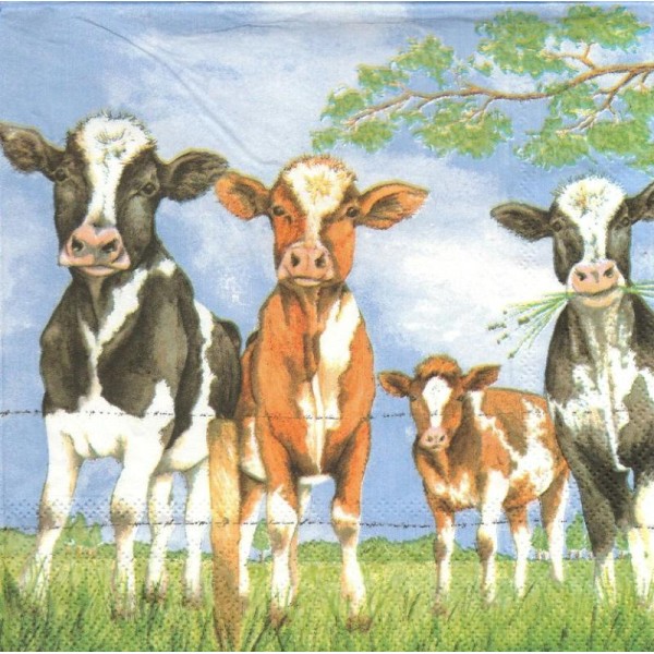 4 Serviettes en papier Vaches au pré Format Lunch - Photo n°1