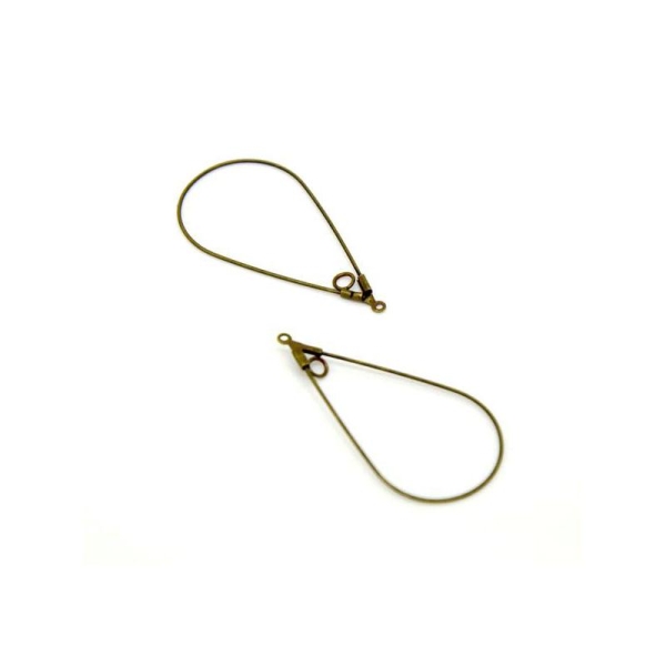 2 Composants boucles d'oreilles goutte en métal couleur bronze - 43 x 23 mm - Photo n°1