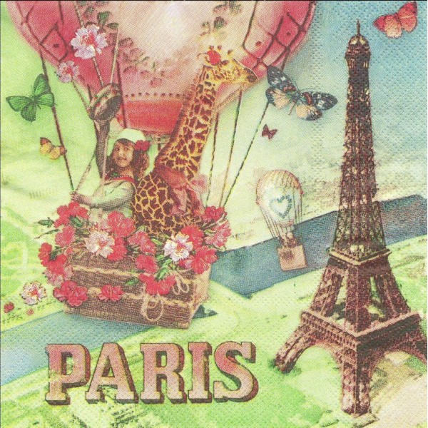 4 Serviettes en papier Paris vu du ciel Format Lunch 12PS16 Orval Creations Decoupage Decopatch - Photo n°1
