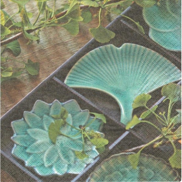4 Serviettes en papier Asie Lotus Format Lunch - Photo n°1