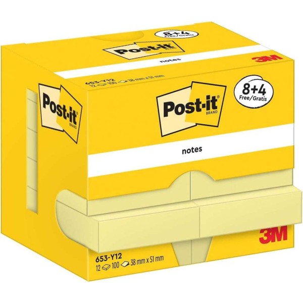 Post-it - Bloc-note adhésif, 51 x 38 mm, jaune - Photo n°1