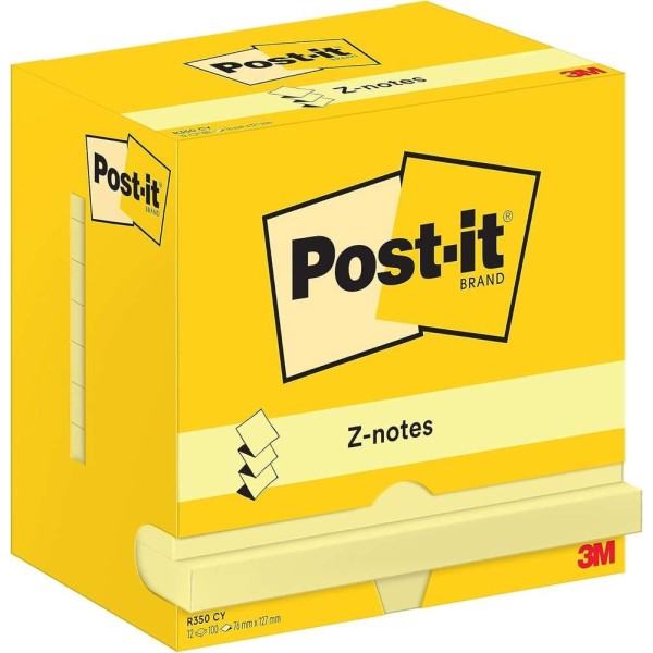 Post-it - Bloc-note adhésif Z-Notes, 127 x 76 mm, jaune - Photo n°1