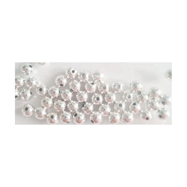 Perles rondes argentées, 4 mm, en plastique galvanisé, 80 pièces, pour la réalisation de bijoux - Photo n°1