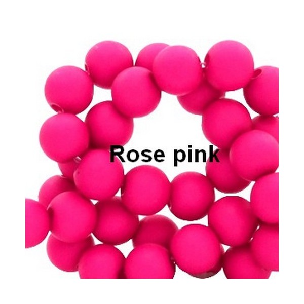 Perles acryliques mates 6 mm de diametre sachet de 23 gr soit environ 200 perles rose pink - Photo n°1