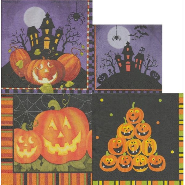 4 Serviettes en papier différentes Halloween Format Lunch - Photo n°1