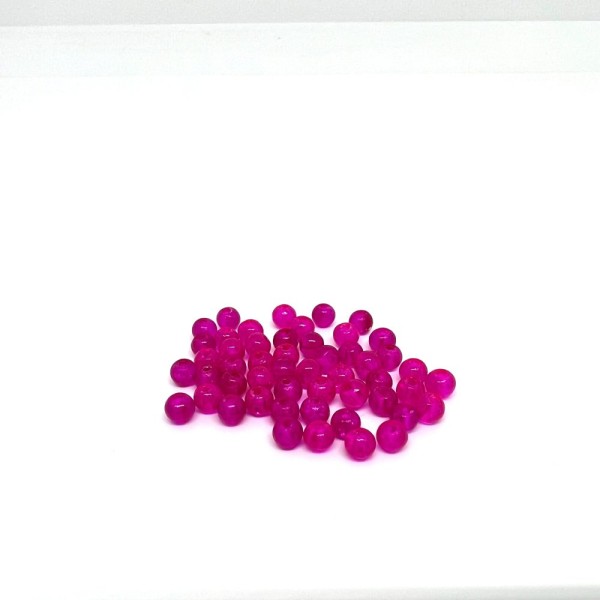 50 Perles en verre craquelées fuchsia 4mm (4PV23) - Photo n°1