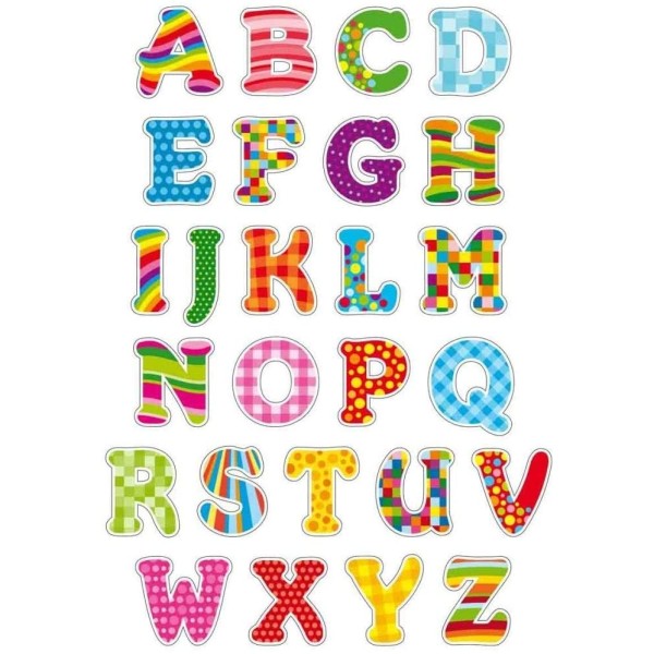 Gommettes Alphabet 52 stickers 3 à 4 cm Multicolore coloré - Photo n°1