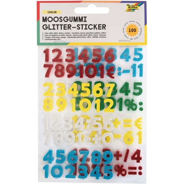 FOLIA - Stickers scintillant caoutchouc mousse, chiffres - Photo n°1