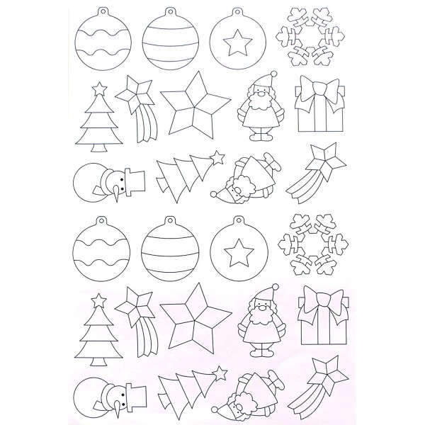 Gommettes Noel à colorier 52 stickers 4 à 5cm père noël étoile sapin boule bonhomme de neige - Photo n°1