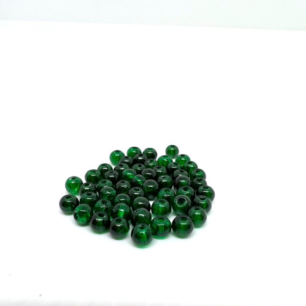 50 Perles en verre craquelées vert foncé 4mm (4PV15) - Photo n°1