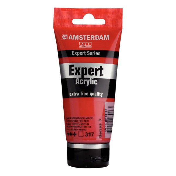 Tube de peinture acrylique - Rouge Transparent Moyen 317 - Expert Acrylic - Amsterdam - Photo n°1
