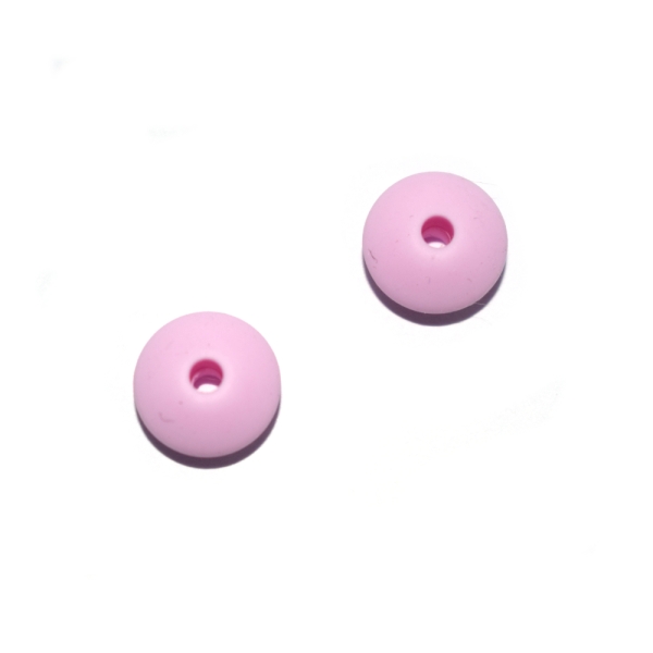 Perle lentille 10 mm en silicone rose - Photo n°1