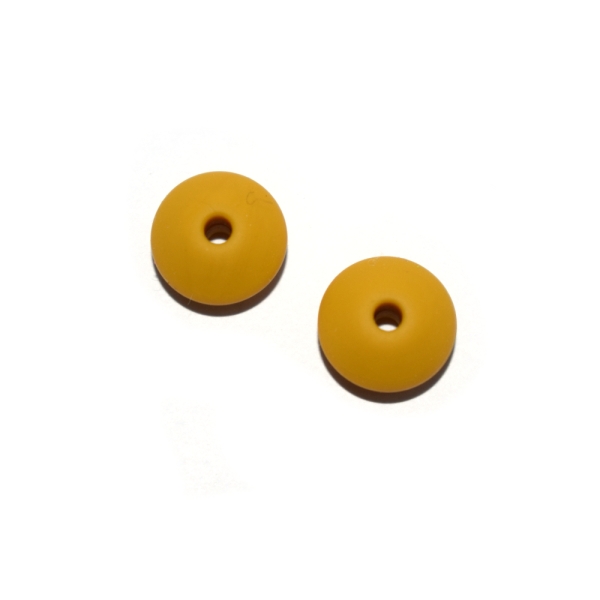 Perle lentille 10 mm en silicone jaune moutarde - Photo n°1