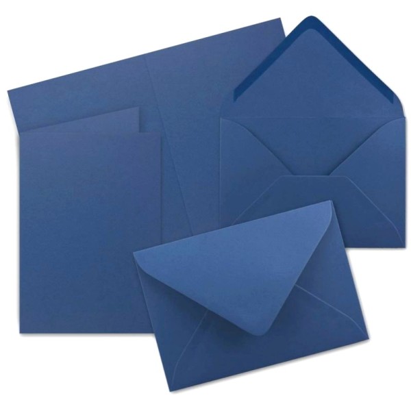 Lot 25 Cartes Doubles Bleu avec enveloppes, format A6, 105 x 149 mm - Photo n°1