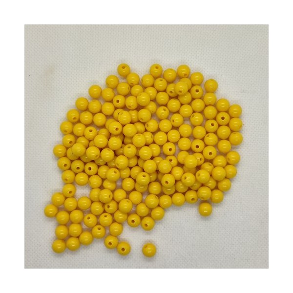 170 Perles en résine jaune - 7mm - Photo n°1