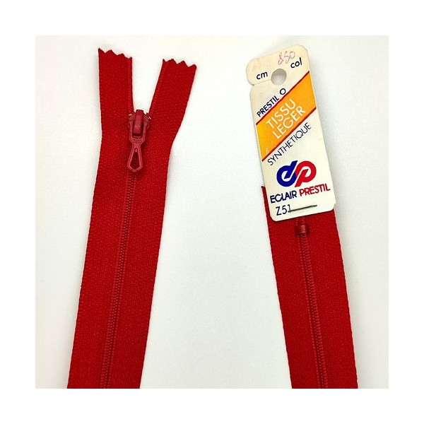 1 Fermeture éclair prestil rouge 850 - non séparable - 40cm - maille nylon - Photo n°1